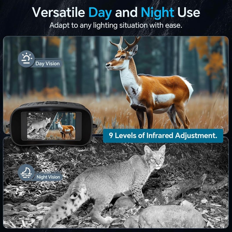 Anyork 4K Night Vision Binoculars,10X Digital Zoom Night Vision Goggles,Rechargeable Battery with Type-C Cable,can Save Photo and Video with 32GB Memory Card - Image 4